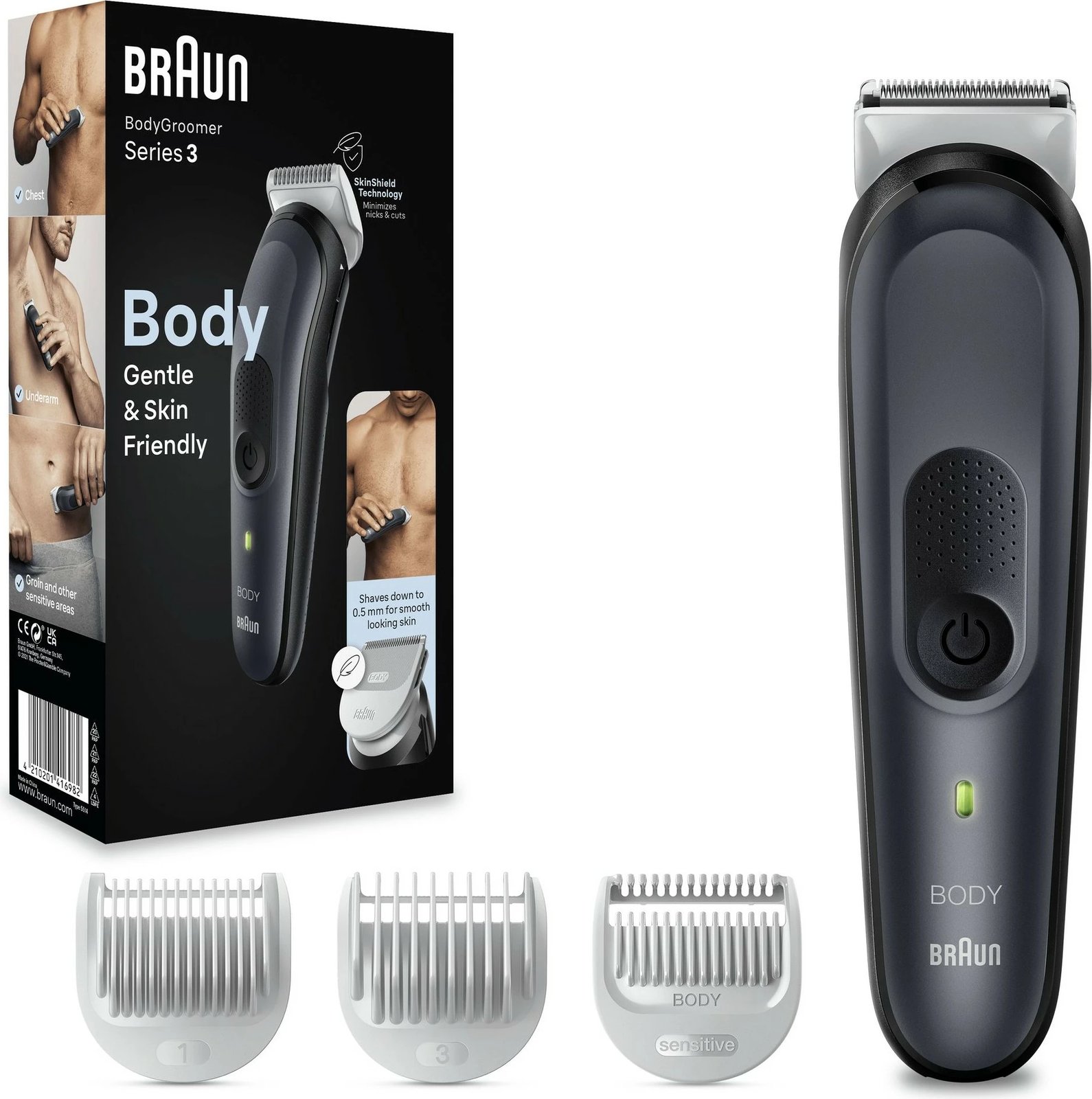 Makinë rroje trupit Braun BodyGroomer 3 BG3340, AC/Bateri, e zezë/gri
