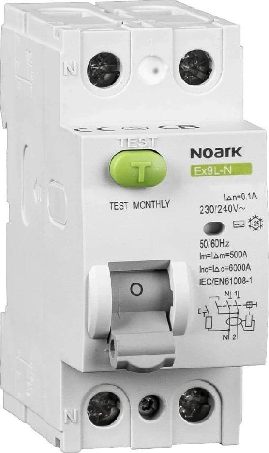 Ndërprerës diferencal Noark Ex9L-N, 2 pole, 40A, 30mA, i bardhë