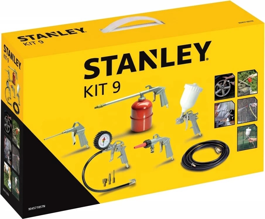 Set veglash pneumatike Stanley, 9 pjesë, Metalik