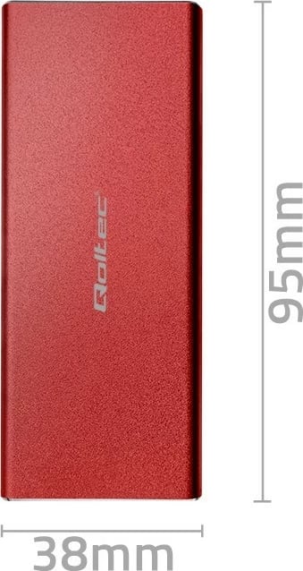 Kasë Qoltec 51831 për SSD M.2 SATA/NGFF, USB 3.0, 2TB, Kuqe