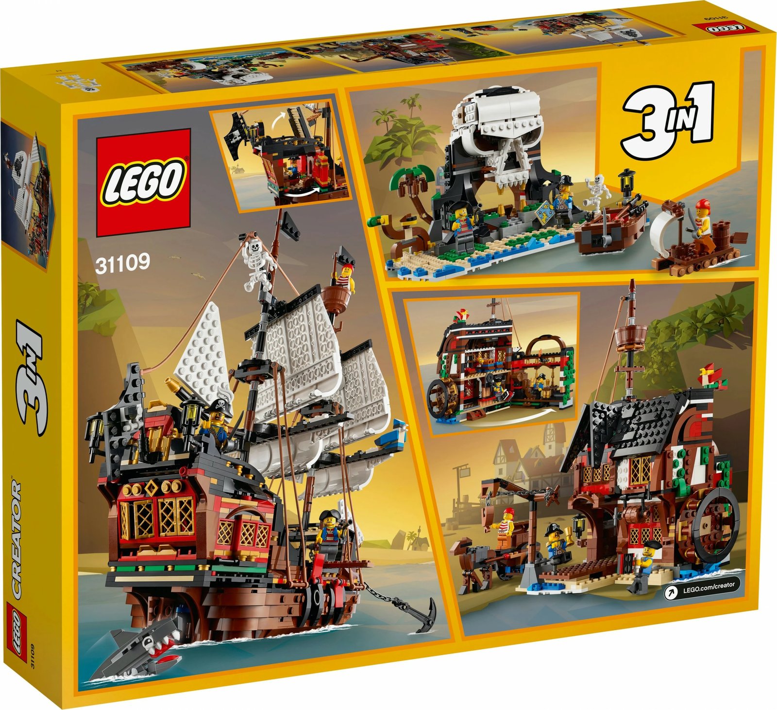 Set ndërtimi LEGO Creator 3in1 Anije Piratësh, 31109, 1264 pjesë, shumëngjyrësh