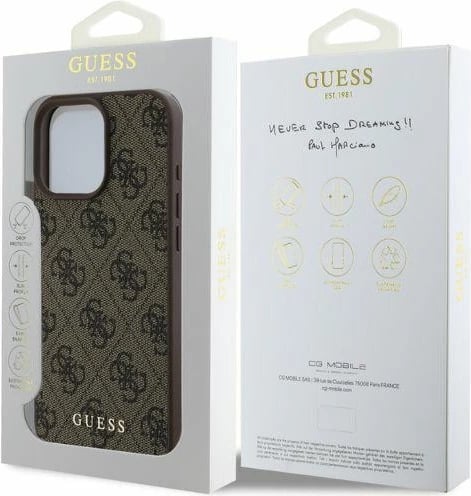 Mbështjellës Guess 4G Classic për iPhone 16 Pro, Kafe