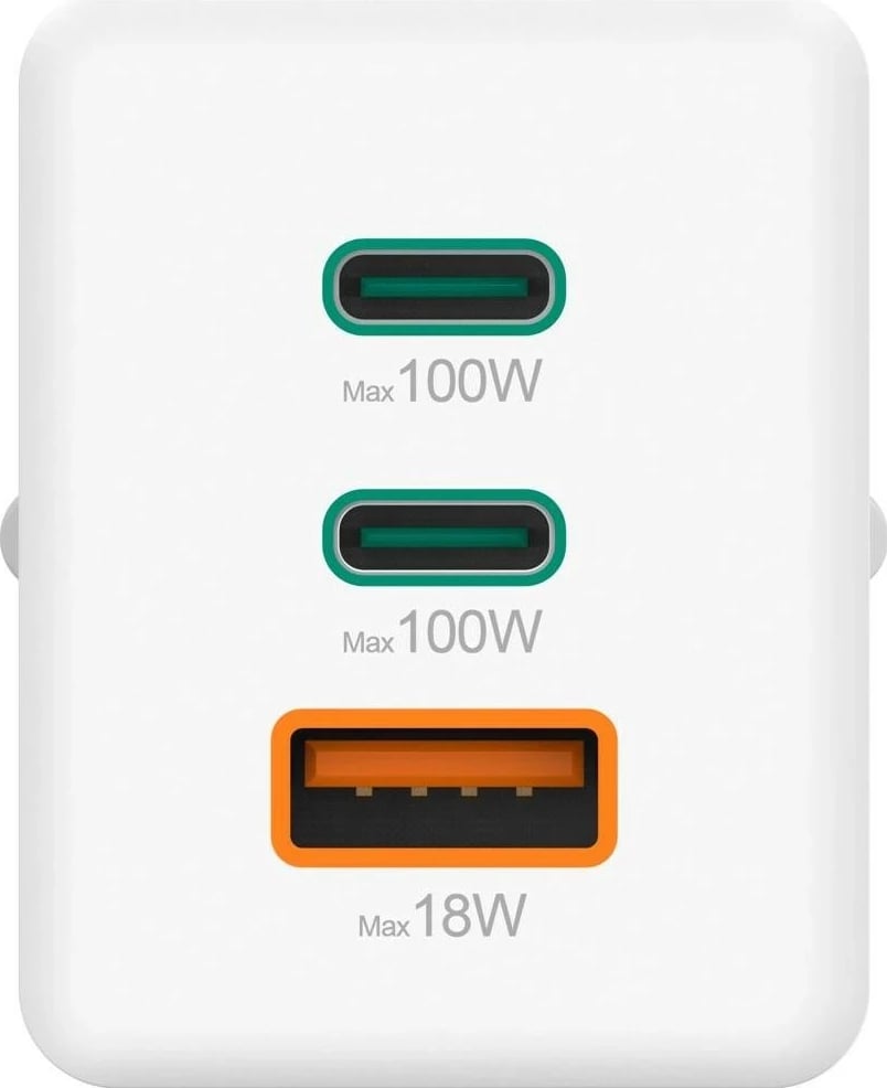Karikues Hama mini 100W GaN PD/QC 2x USB-C, 1x USB-A bardhë