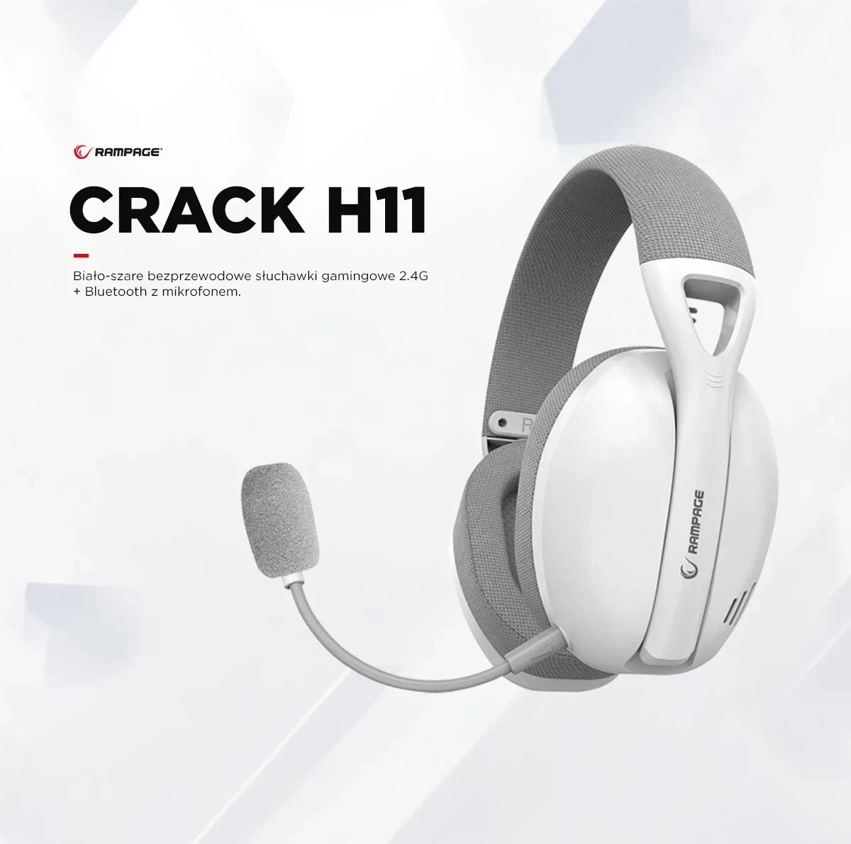 Kufje gaming Rampage CRACKH11, 7.1, wireless, të bardha