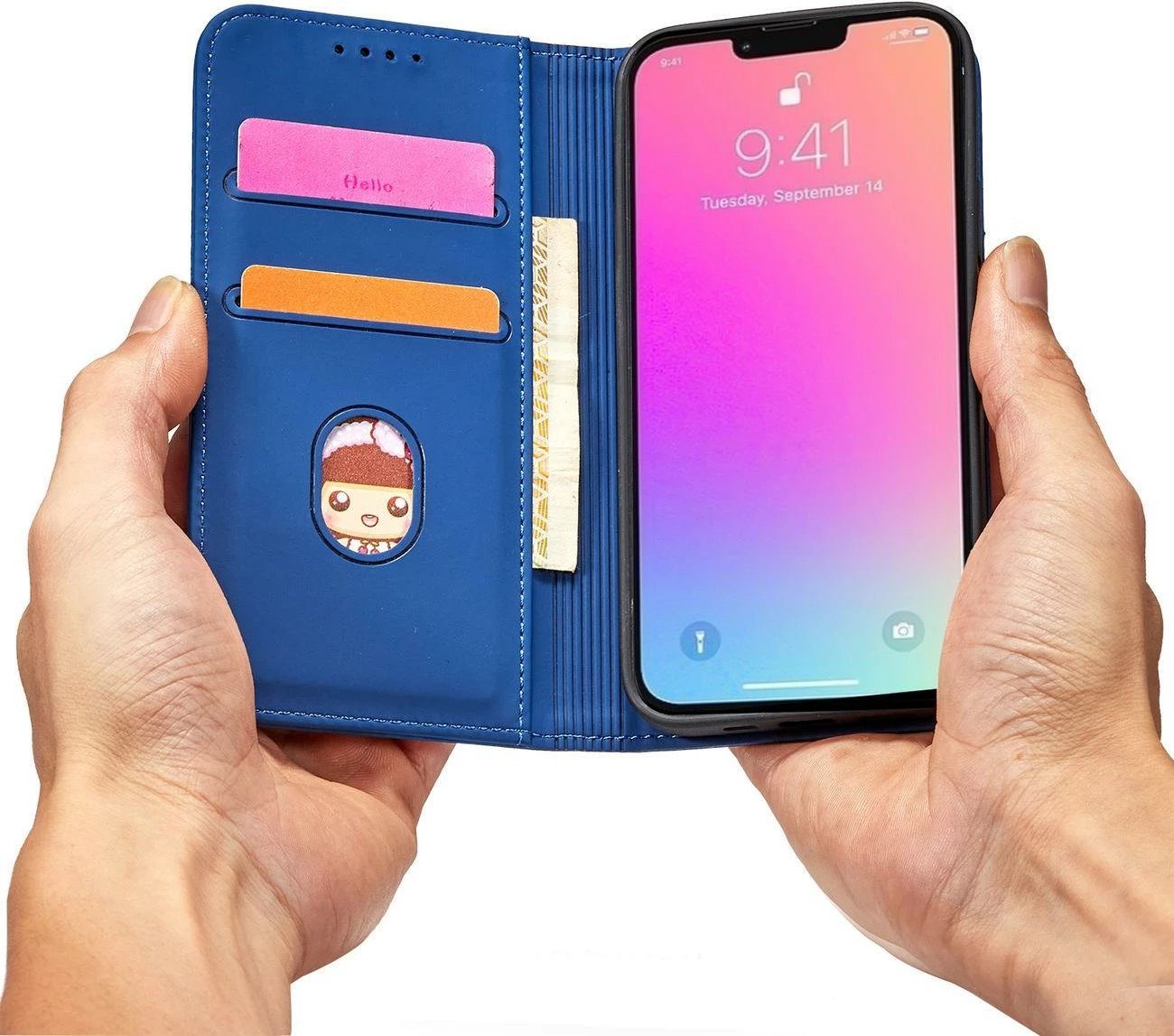 Mbështjellës magnetik për kartela Hurtel për Samsung Galaxy S22 Ultra, me kapak, portofol, mbajtës, Kaltër
