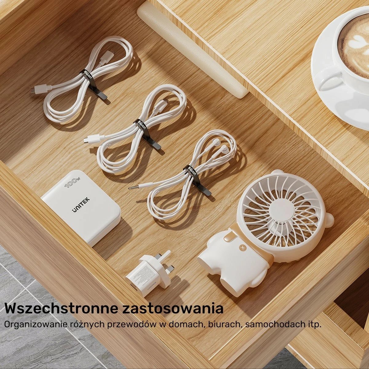 Set rripa silikoni për kabllo Unitek, 5 copë, të zi/gri