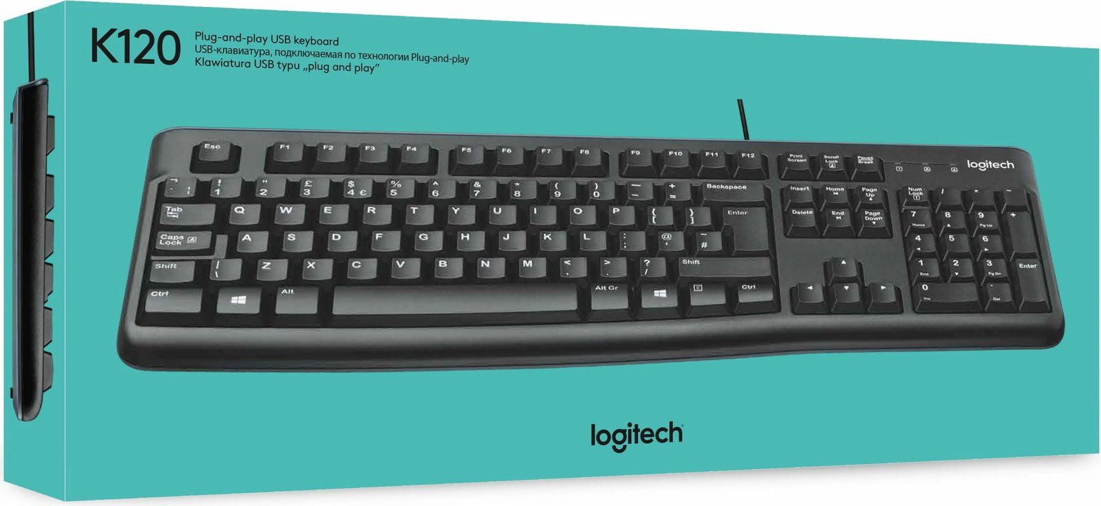 Tastierë Logitech K120 për Biznes, Full-size (100%), Wired, USB, QWERTY, E zezë