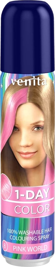 Spray për ngjyrosje të përkohshme flokësh Venita 1-Day Color Pink World për femra, 50ml rozë