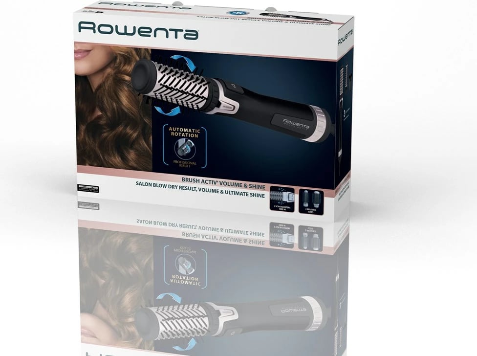 Furçë elektrike për flokë Rowenta Brush Activ' Dry & Style CF9550, 1000 W, e zezë