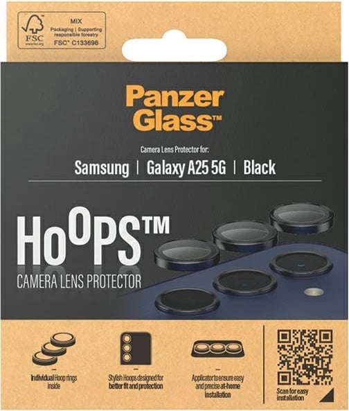 Mbështjellës kamerë PanzerGlass Hoops për Samsung Galaxy A25 5G, i zi