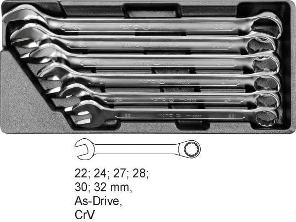 Set çelësa kombinues YATO YT-5532, çelik inox, krom, 22-32 mm