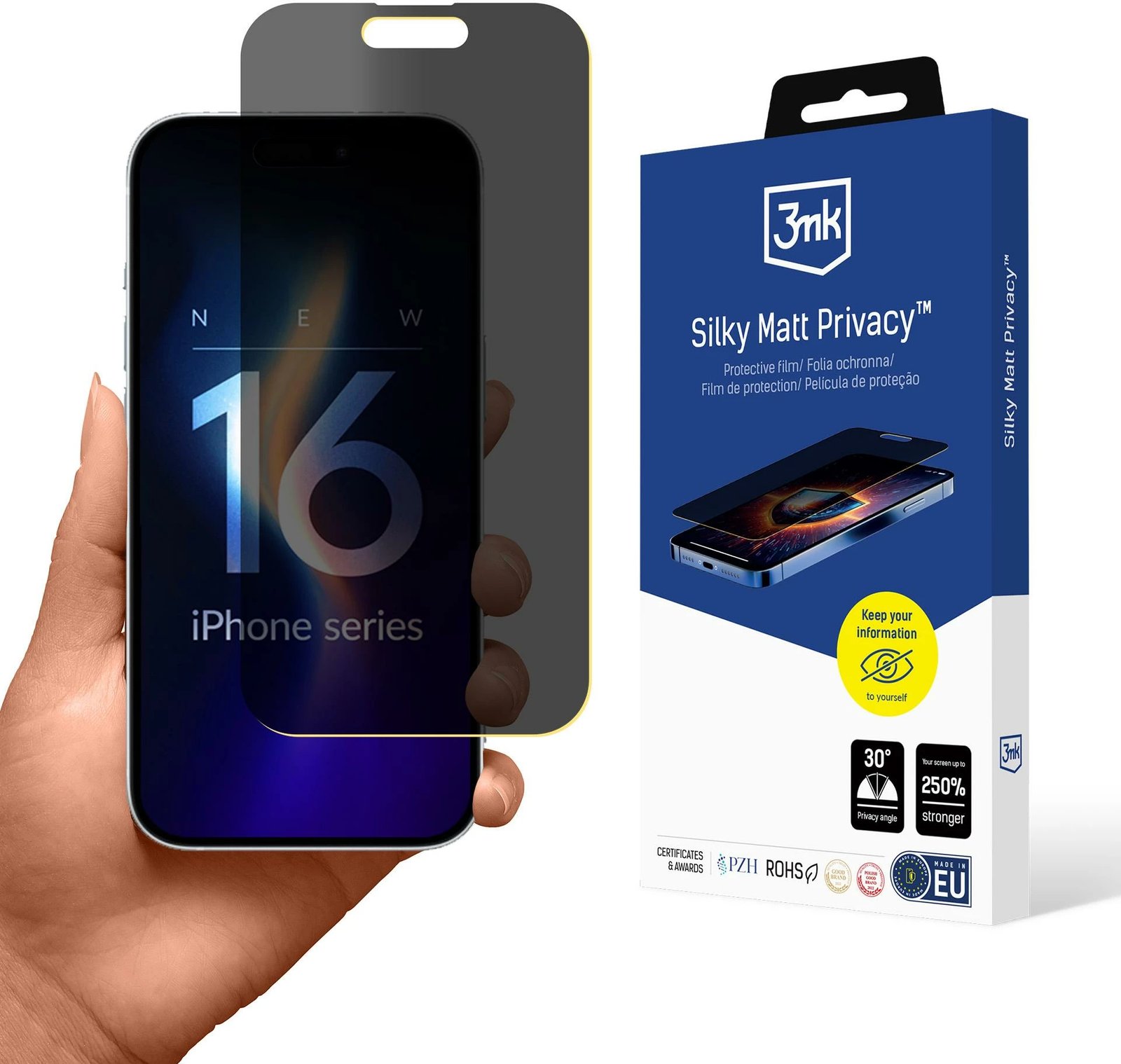 Film mbrojtës privatësie 3mk Silky Matt Privacy për iPhone 16, Mat
