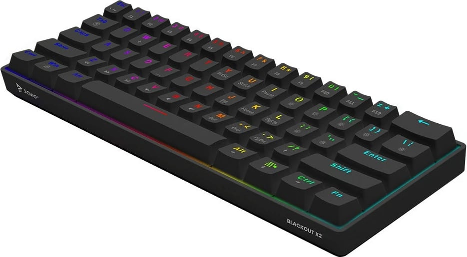 Tastierë mekanike Savio Blackout X2 OUTEMU Brown, 60%, ARGB, Hot Swap, e zezë