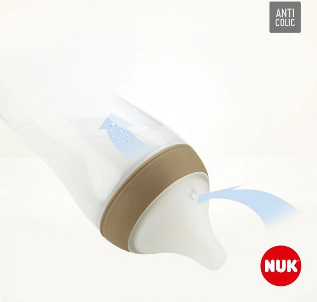 Biberon NUK Perfect Match Peppa Pig Temperature Control 260 ml, silikon Size M (3m+), bezhë