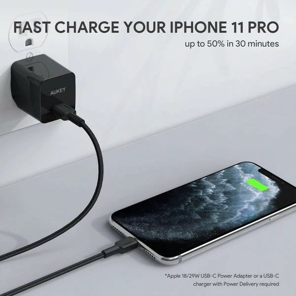 Kabllo AUKEY CB-CL03, Lightning në USB Type-C, 2m, e zezë
