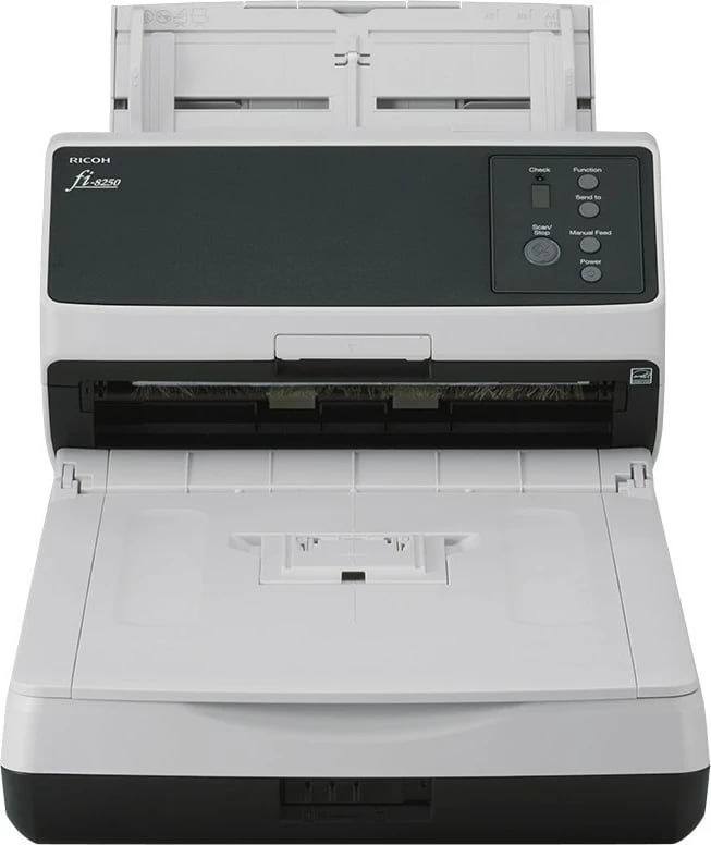 Skener Ricoh fi-8250, 216 x 355.6 mm, 600 x 600 DPI, 50 ppm, Grayscale, Monochrome, ADF + Manual feed, I zi, Gri