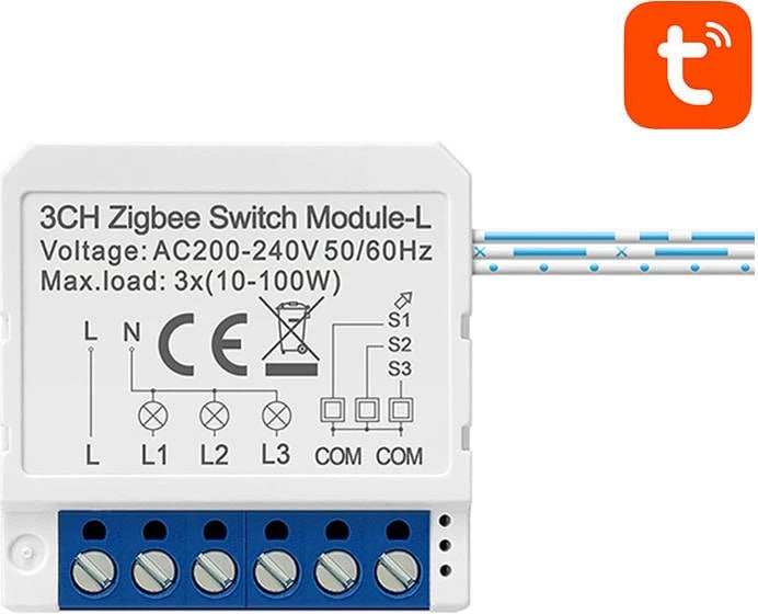Modul smart switch Avatto LZWSM16-W3, 3 kanale, ZigBee, i bardhë
