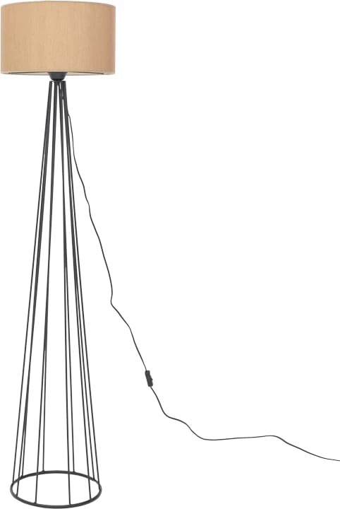 Llambë dyshemeje Florencia E27, pëlhurë bezhë-metal i zi, D40x125cm