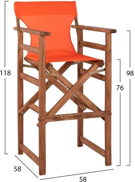 Karrige për bar, ngjyrë arre, me jastëk pvc portokalli FH10374.02
