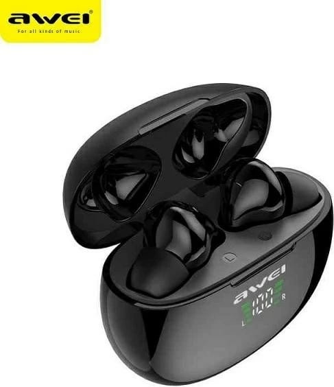 Kufje wireless AWEI T15P, Bluetooth 5.0, me mikrofon, të zeza, me kuti karikimi