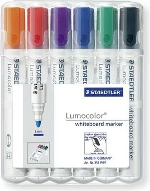 Set markerash whiteboard STAEDTLER Lumocolor 6 copë, ngjyra të përziera