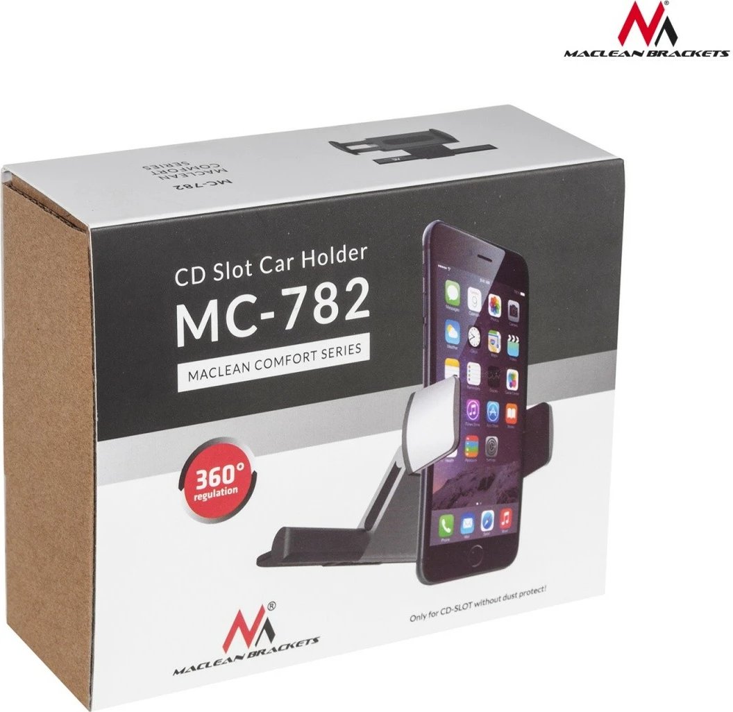 Mbështjellës telefoni për veturë Maclean MC-782, për CD slot, i zi/argjendtë