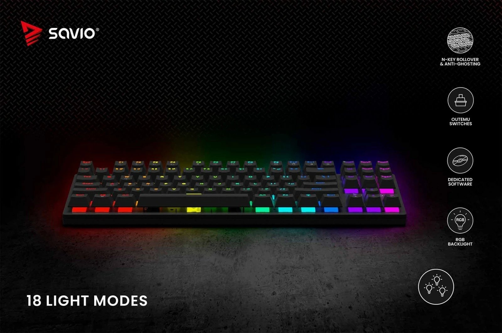 Tastierë mekanike Savio Tempest X2, Outemu Red, RGB, me kabllo, e zezë