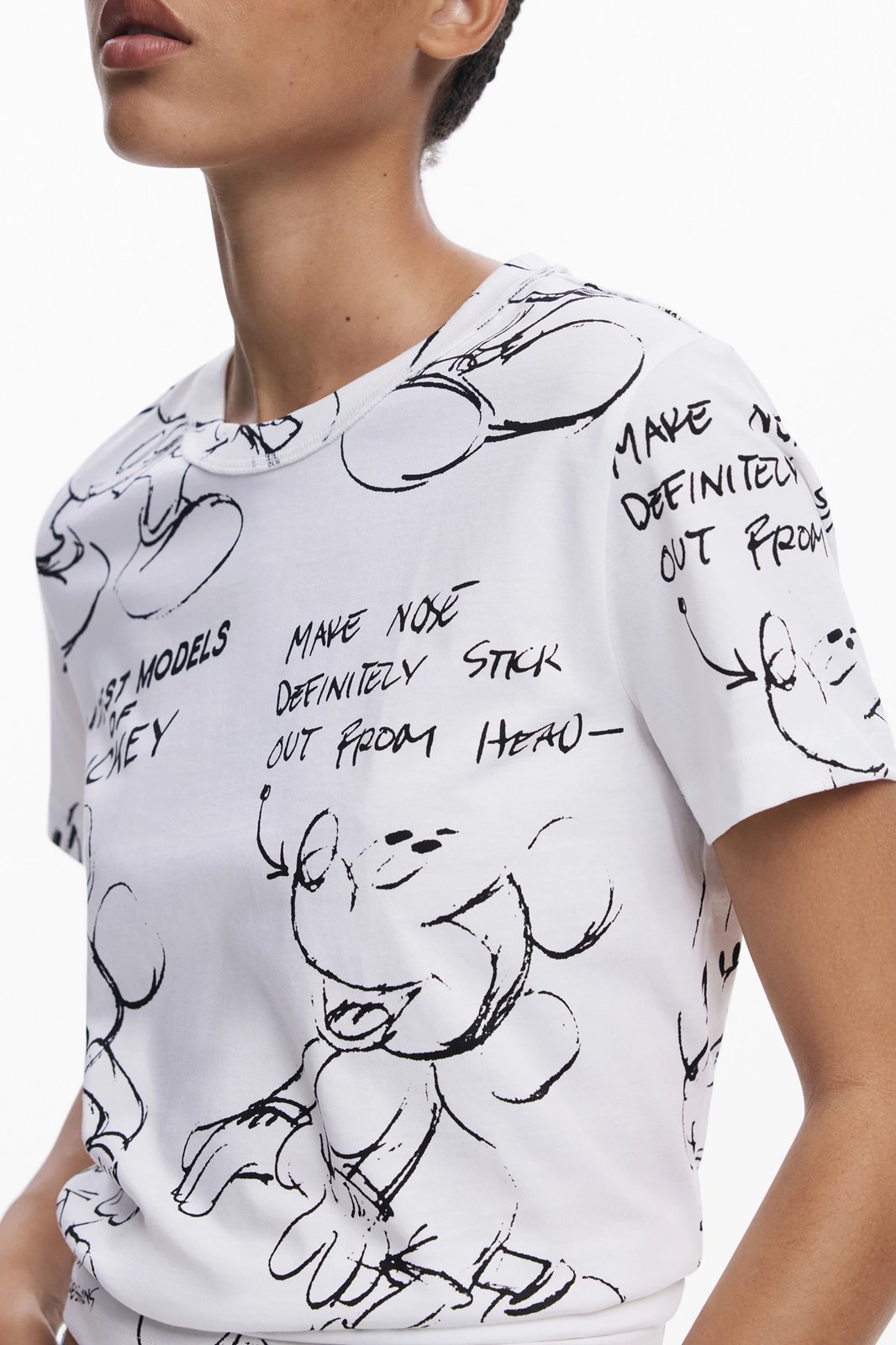Maicë Desigual Mickey Sketch femra, e bardhë