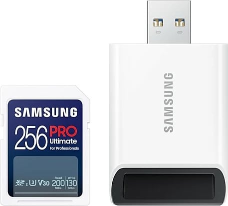 Kartelë SD Samsung PRO Ultimate 256GB, SDXC, Class 10, UHS-I, e bardhë