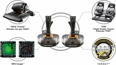 Joystick Thrustmaster T.16000M FCS Space Sim Duo Stick, 16 butona, USB, PC, zi/portokalli