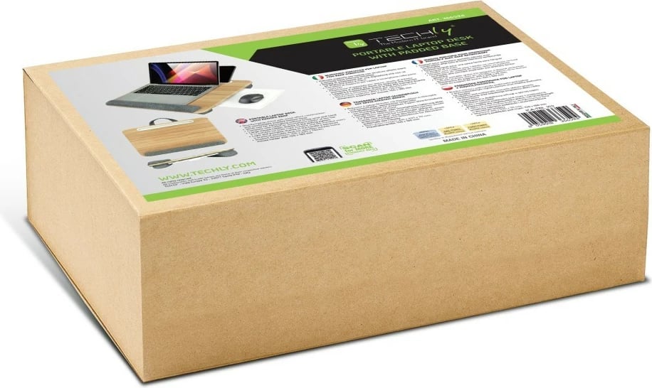 Podstavec laptopi Techly ICA-TBL 102 me bazë të butë, raft maus, 410x335mm, Gri/Dru