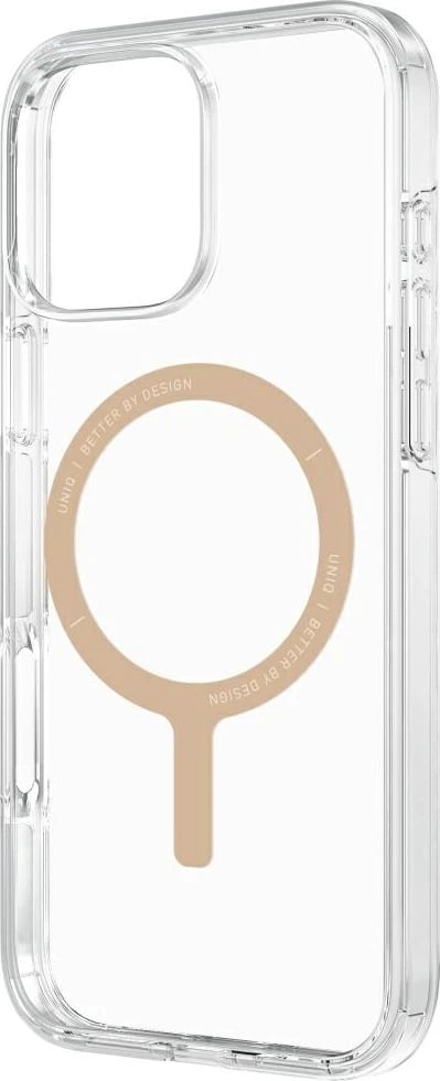 Mbështjellës UNIQ Clario Magclick Charging për iPhone 16 Pro, Transparent Gold