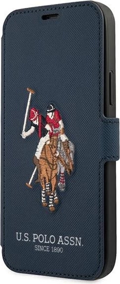Mbështjellës U.S. Polo Assn. USFLBKP12MPUGFLNV për iPhone 12/12 Pro, Polo Embroidery, granat/navy
