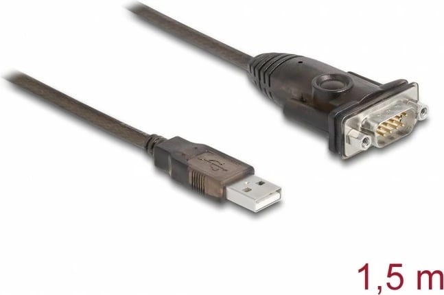 Adapter USB 2.0 DeLOCK, Type-A në RS-232 DB-9, 1.5m, zi