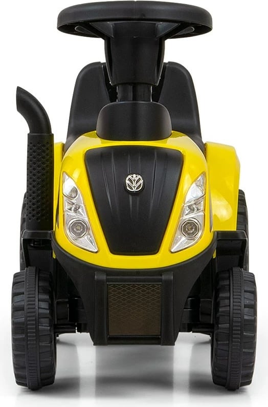 traktor ride-on, Milly Mally, New Holland T7, me rimorkio, timon interaktiv me borinë, zëra e drita, 12-36 muaj, e verdhë