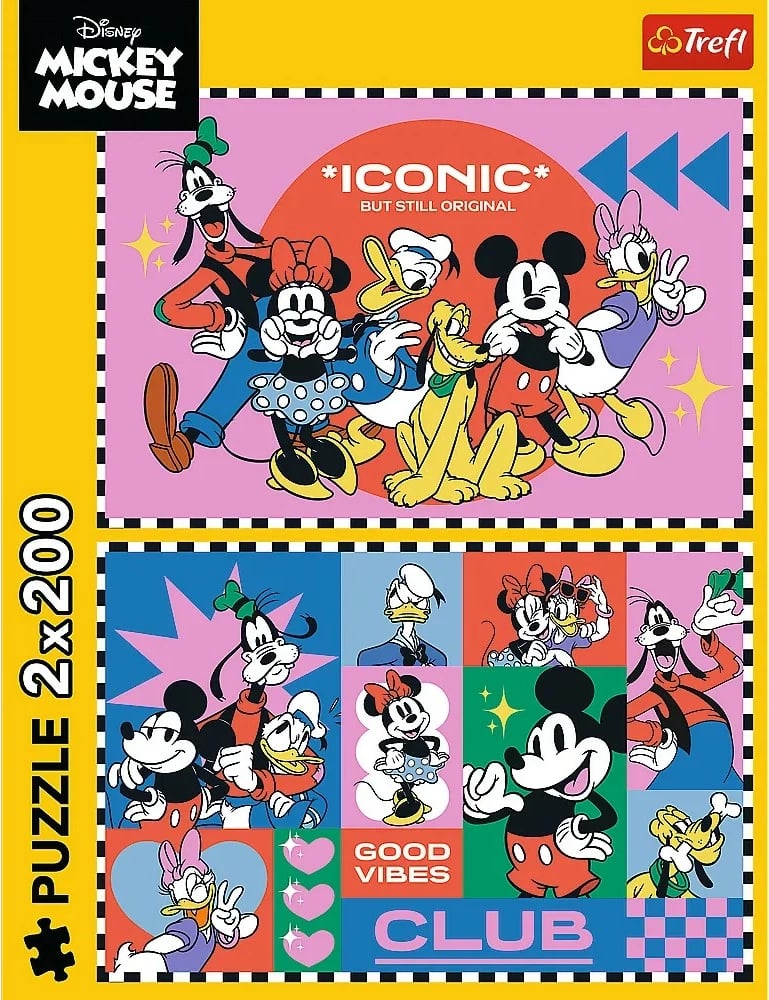 Puzzle Trefl 2x200 pjesë, Mickey Mouse & Friends, për fëmijë, shumëngjyrëshe, set