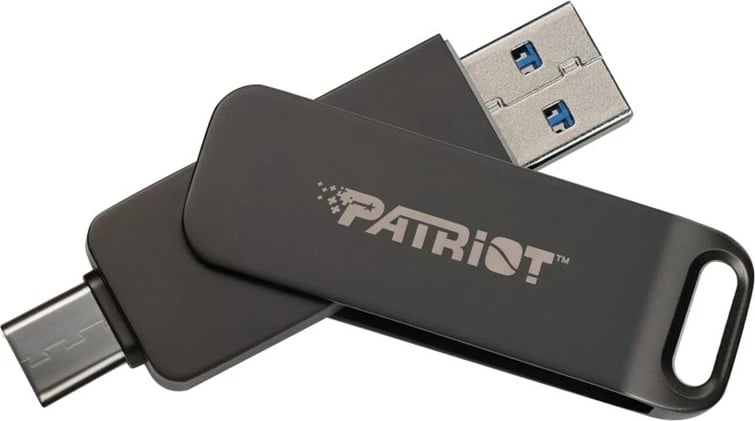 Flashdrive Patriot Rage R550 1TB, USB A+C, Dizajn rrotullues, E zezë