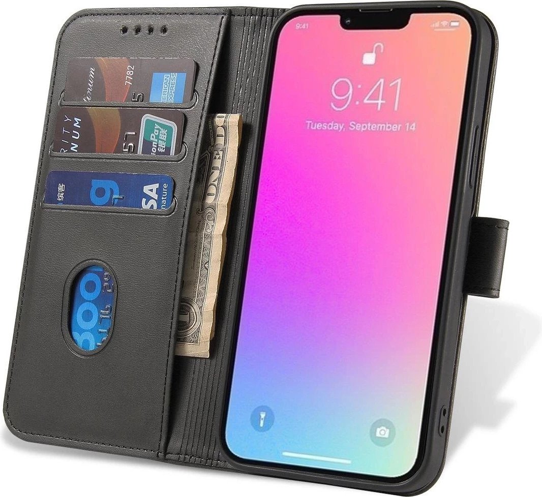Mbështjellës magnetik me kapak Hurtel për Samsung Galaxy S25, i zi