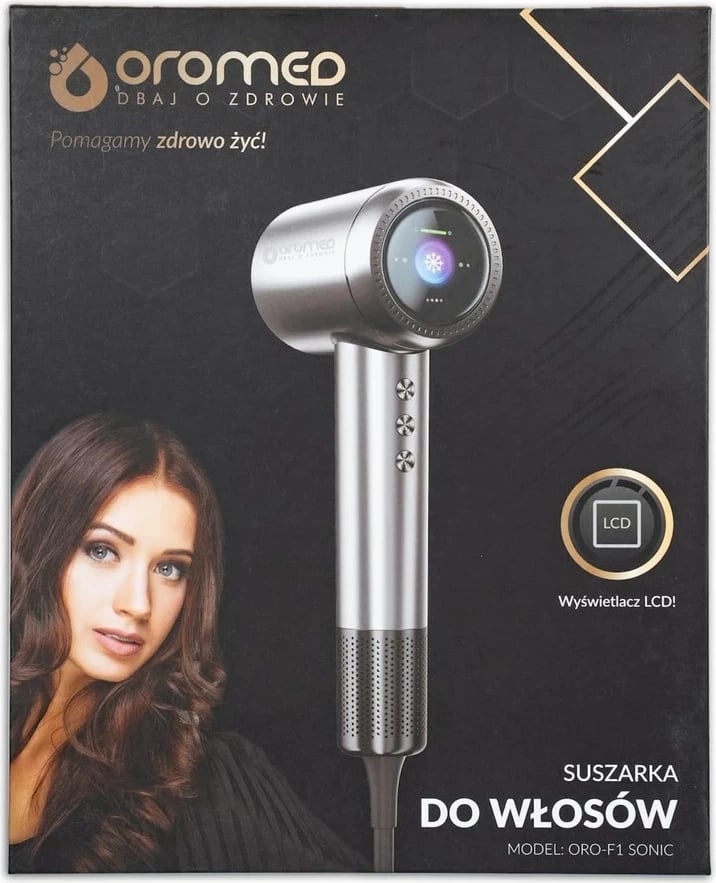 Tharëse flokësh Oromed ORO-F1 SONIC, 1600 W, LCD, Argjendtë