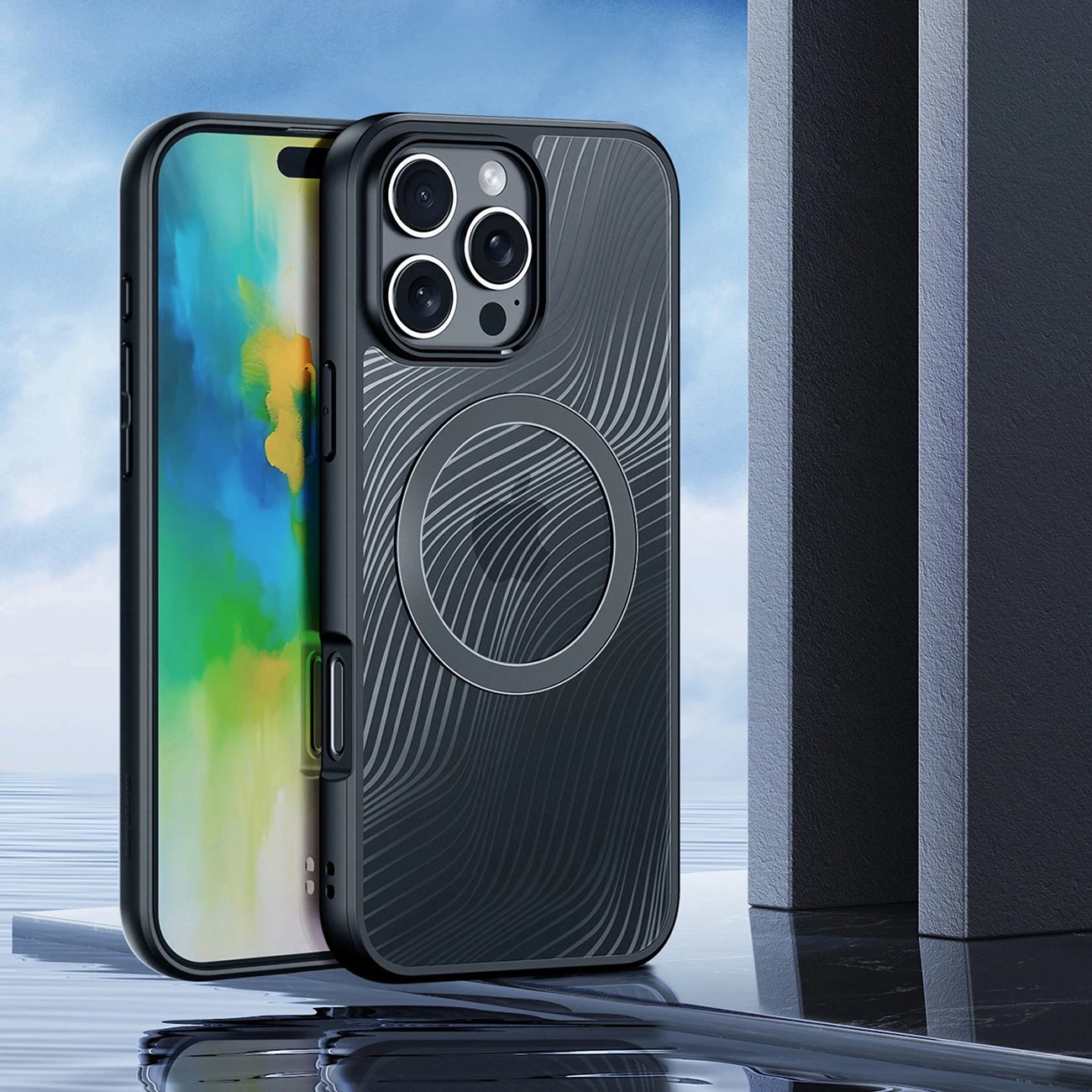 Mbështjellës Dux Ducis Aimo Mag për iPhone 16 Pro Max, MagSafe, i zi