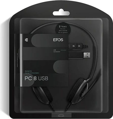 Kufje EPOS PC 8 USB me mikrofon, Stereo, me komandë, e zezë