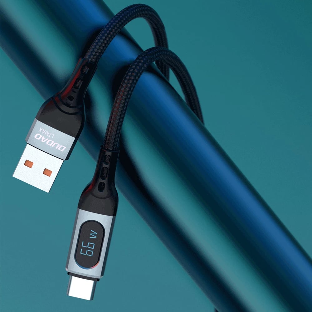 Kabllo USB Dudao L7Max, 1m, Power Delivery 66W, me ekran, e zezë