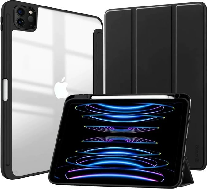 Mbështjellës CRONG PrimeFolio për iPad Air 11 M3/M2, iPad Air 10.9 (5th-4th gen), iPad Pro 11 (2022-2021), i zi/transparente