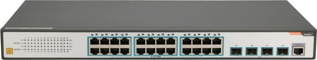Switch FiberHome S4820-28T-X-AC, i menaxhueshëm, 1U, 28 porte, Gigabit Ethernet, SFP+, Zi/Gri