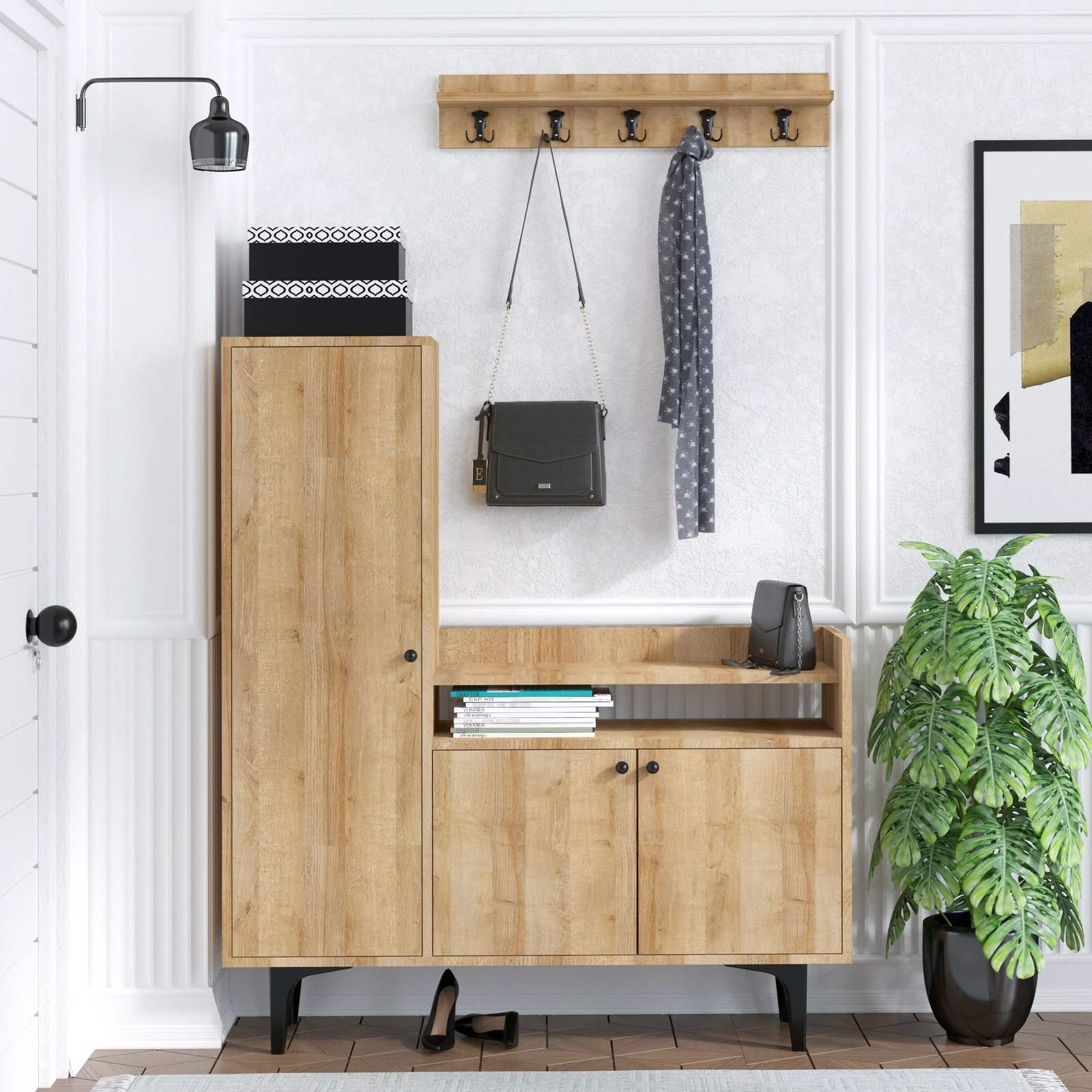 Dollap këpucësh Hanah Home, Barney, ngjyrë lisi