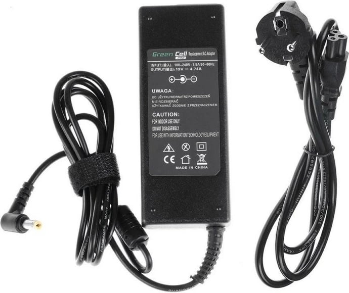 Adapter rryme Green Cell PRO AD02P për Acer 5733, 19V 4.74A, 90W, 5.5-1.7mm, i zi