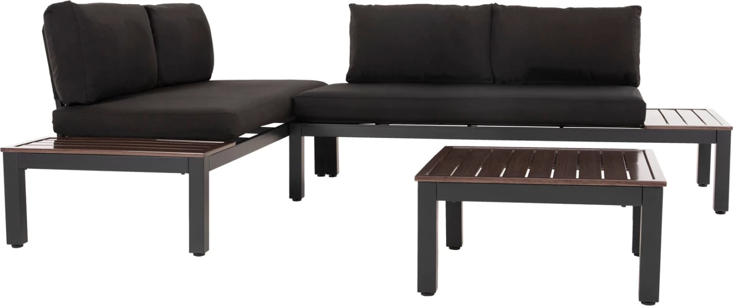 Set salloni për jashtë DEX 3 pjesë, alumini, FH6090, ngjyrë antracit & jastëkë kafe-zi