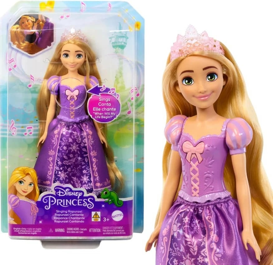 Kukull Disney Princess Rapunzel që këndon, Mattel HPH59, vjollcë