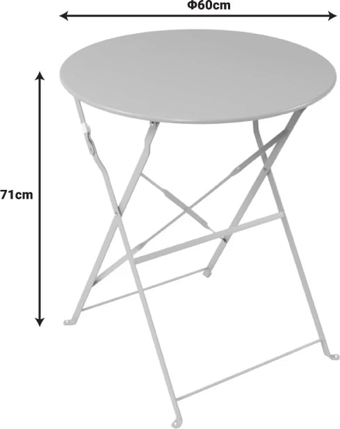 Set bistro 3 pjesë, tavolinë me karrige për terasë, ngjyrë e kuqe, D60x71cm
