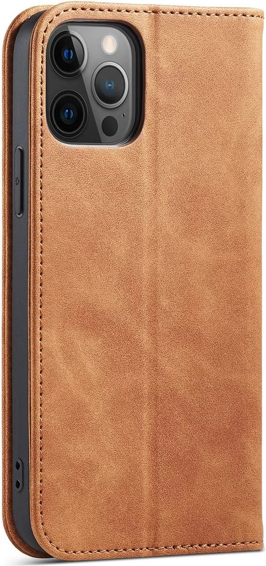Mbështjellës Hurtel Magnet Fancy Case për iPhone 12 Pro Max, me portofol dhe mbajtëse, Kafe